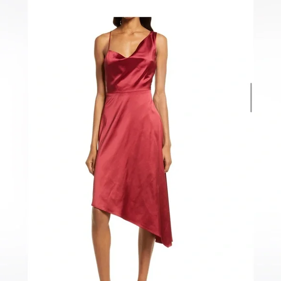 Lulus Sereno Cowl Neck Satin Midi Dress in Burgundy at Nordstrom Lulus | Dresses | Lulus Red Satin Cocktail Dress | Poshmark